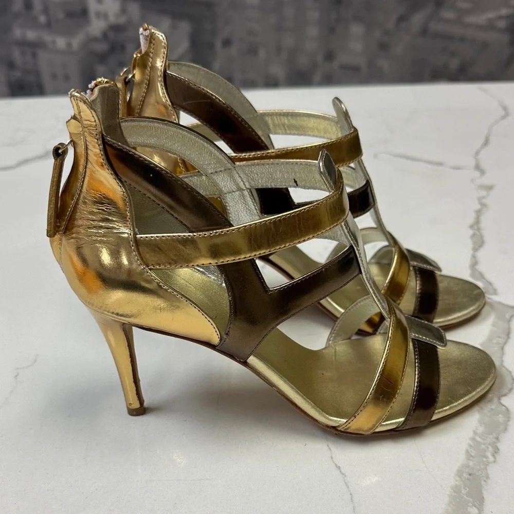 Giuseppe Zanotti Cruel Summer Gladiator Sandals Gold Silver Strappy Heels EU 37